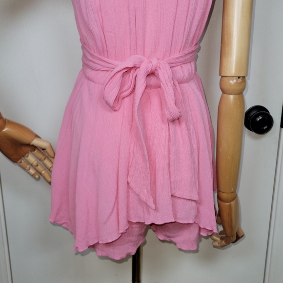 Altar’d State Blush Pink Boho Romper Puff Sleeve Summer Flowy Fit Size S - Picture 8 of 10